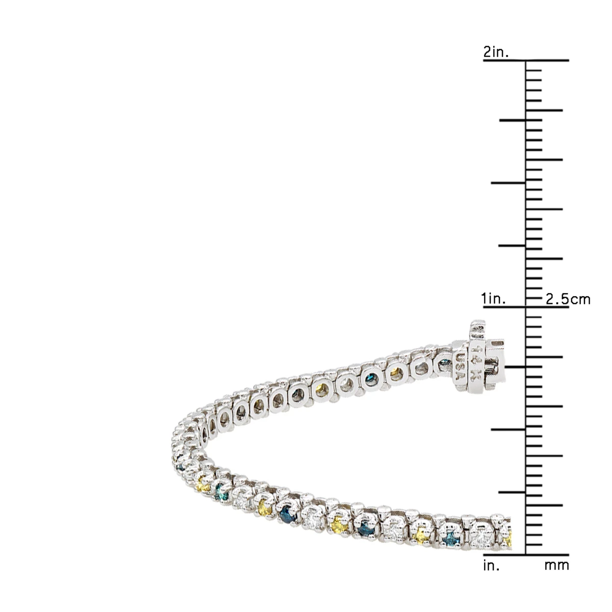 Unique 14K White Gold Yellow White Blue Diamond Tennis Bracelet For Women 1.5ct - Image 6