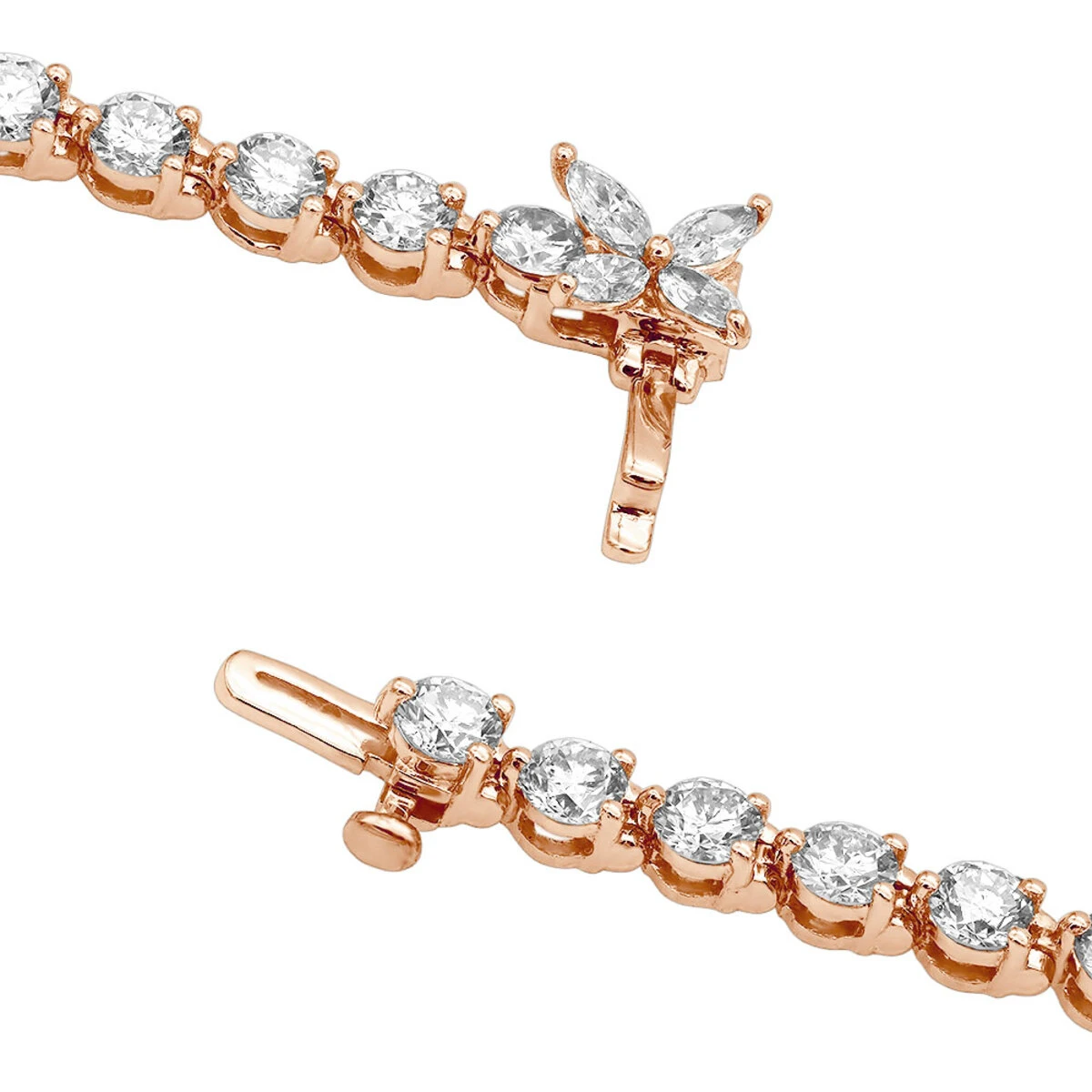 Unique 6 Carat VS Diamond Tennis Bracelet For Women 18K White Gold Flower Clasp - Image 6