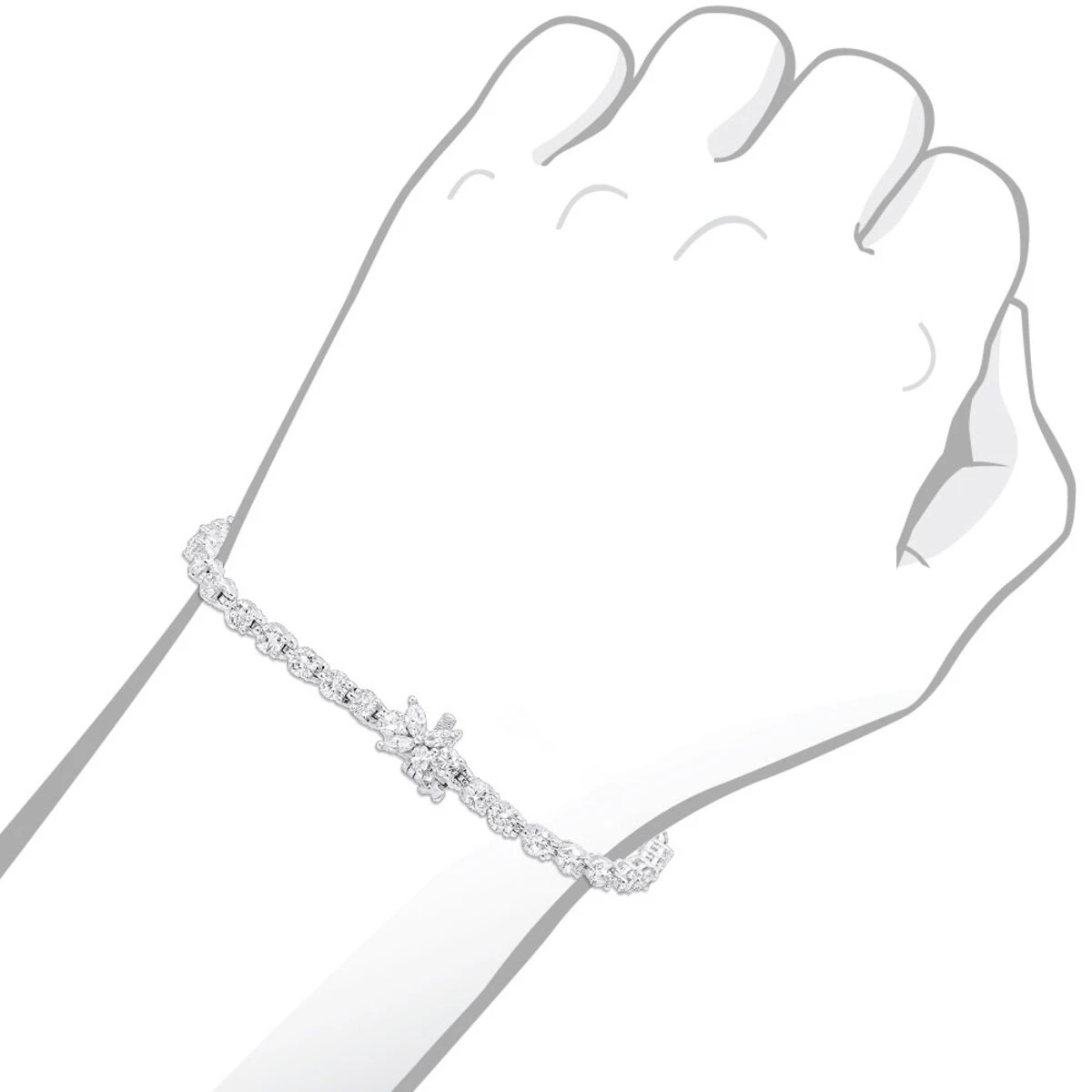 Unique 6 Carat VS Diamond Tennis Bracelet For Women 18K White Gold Flower Clasp - Image 7