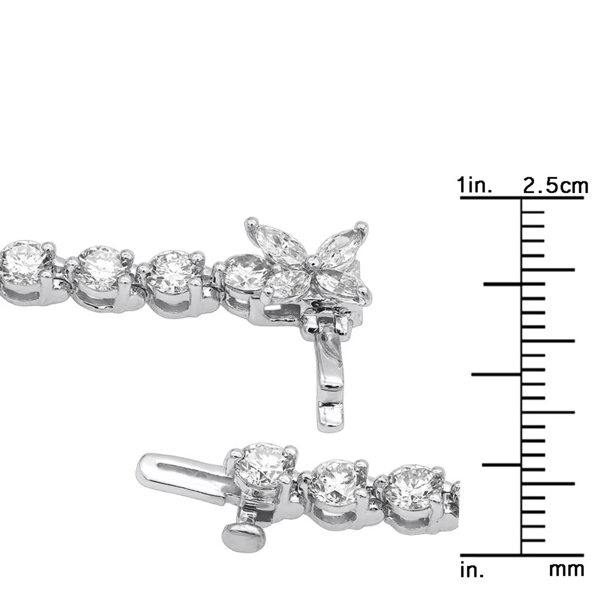 Unique 6 Carat VS Diamond Tennis Bracelet For Women 18K White Gold Flower Clasp - Image 8