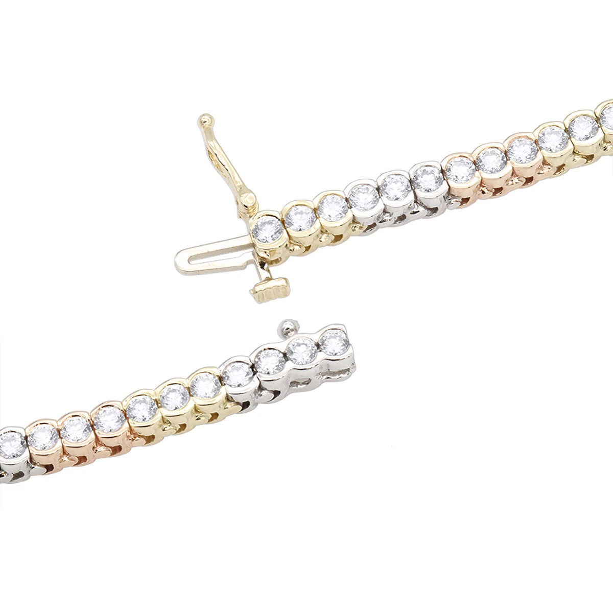 Unique Diamond Tennis Bracelet For Women Tricolor 14K White/Yellow/Rose Gold - Image 2