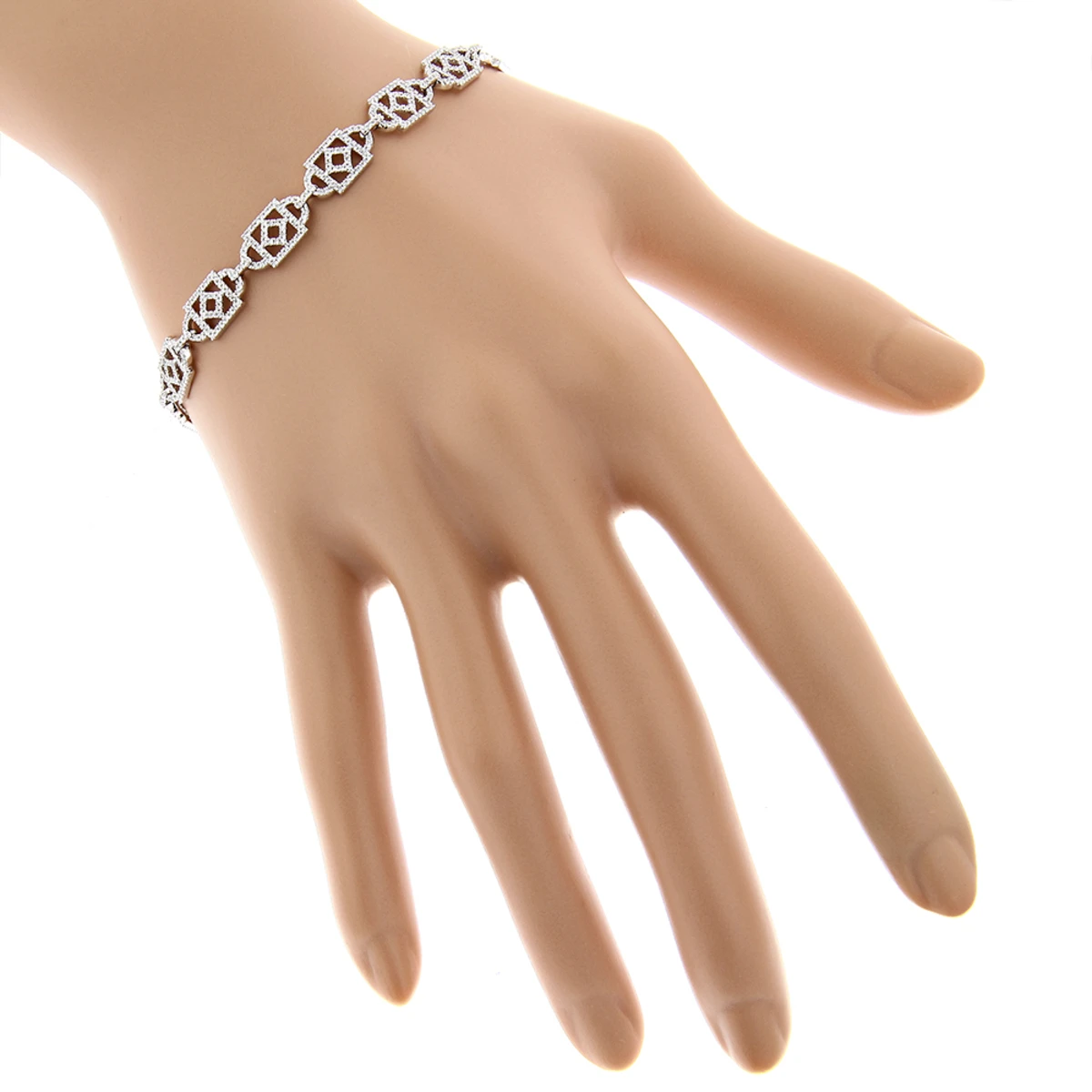 Unique Ladies Round Diamond Bracelet 14K White Gold 1.3ct - Image 5