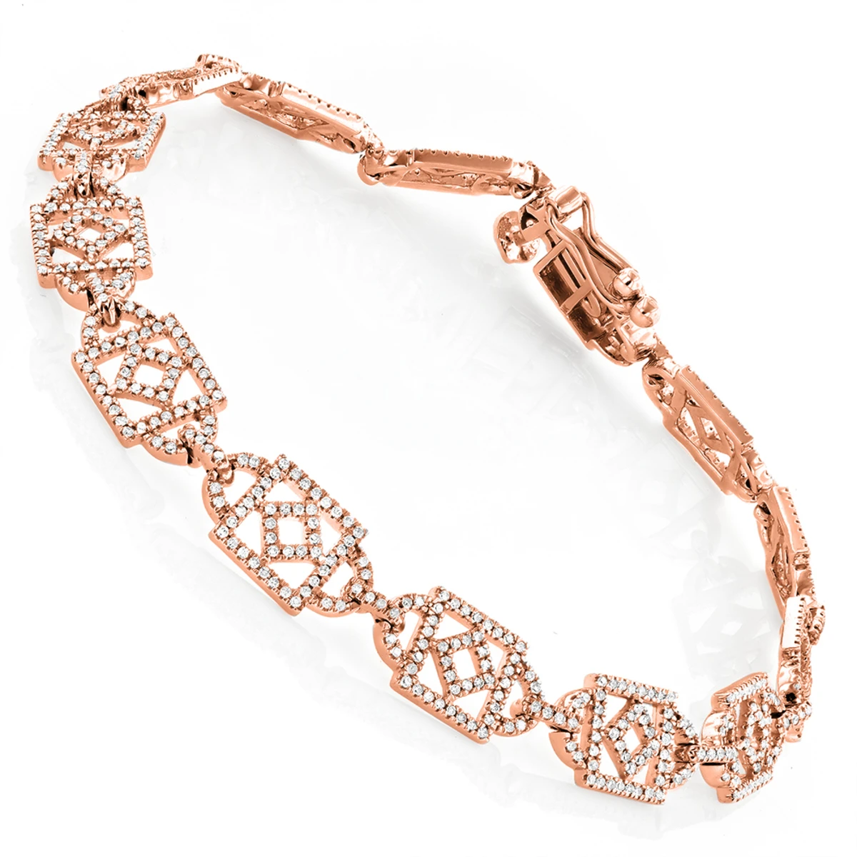 Unique Ladies Round Diamond Bracelet 14K White Gold 1.3ct - Image 3